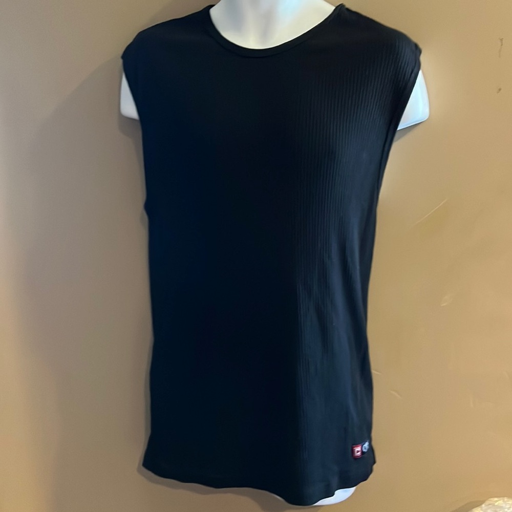 Chaps Vintage Sweater Knit Black Mens Tank Top